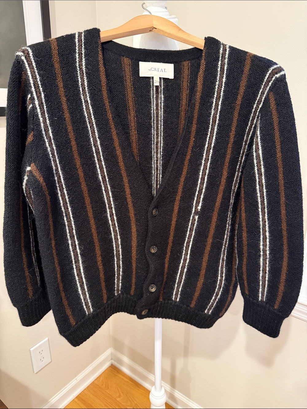 **FLAWED** THE GREAT Everett Grandpa Cardigan Sz 1 Small 100% Baby Alpaca